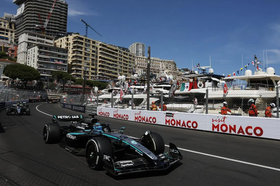 Formula One F1 - Monaco Grand Prix - Circuit de Monaco, Monaco - May 25, 2025 Mercedes' George Russell in action during the race REUTERS/Stephanie Lecocq