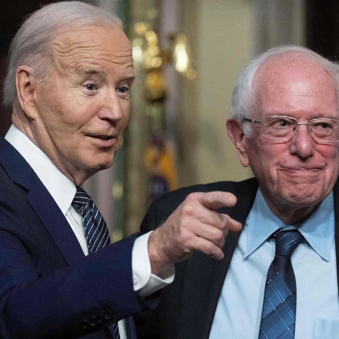 Mr Sanders’ (right) column comes amid growing calls from Democratic officials and donors for 81-year-old Mr Biden (left) to step aside in the US presidential race.