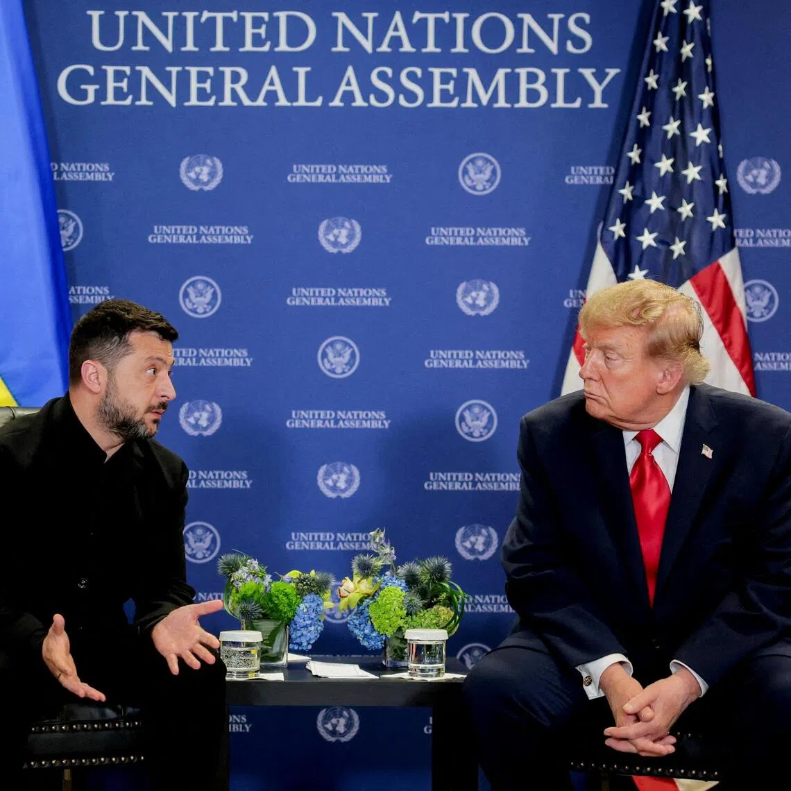 Ukraine’s President Volodymyr Zelensky (left) has accused US President Donald Trump of trying to pressure Kyiv into surrendering to Moscow.
