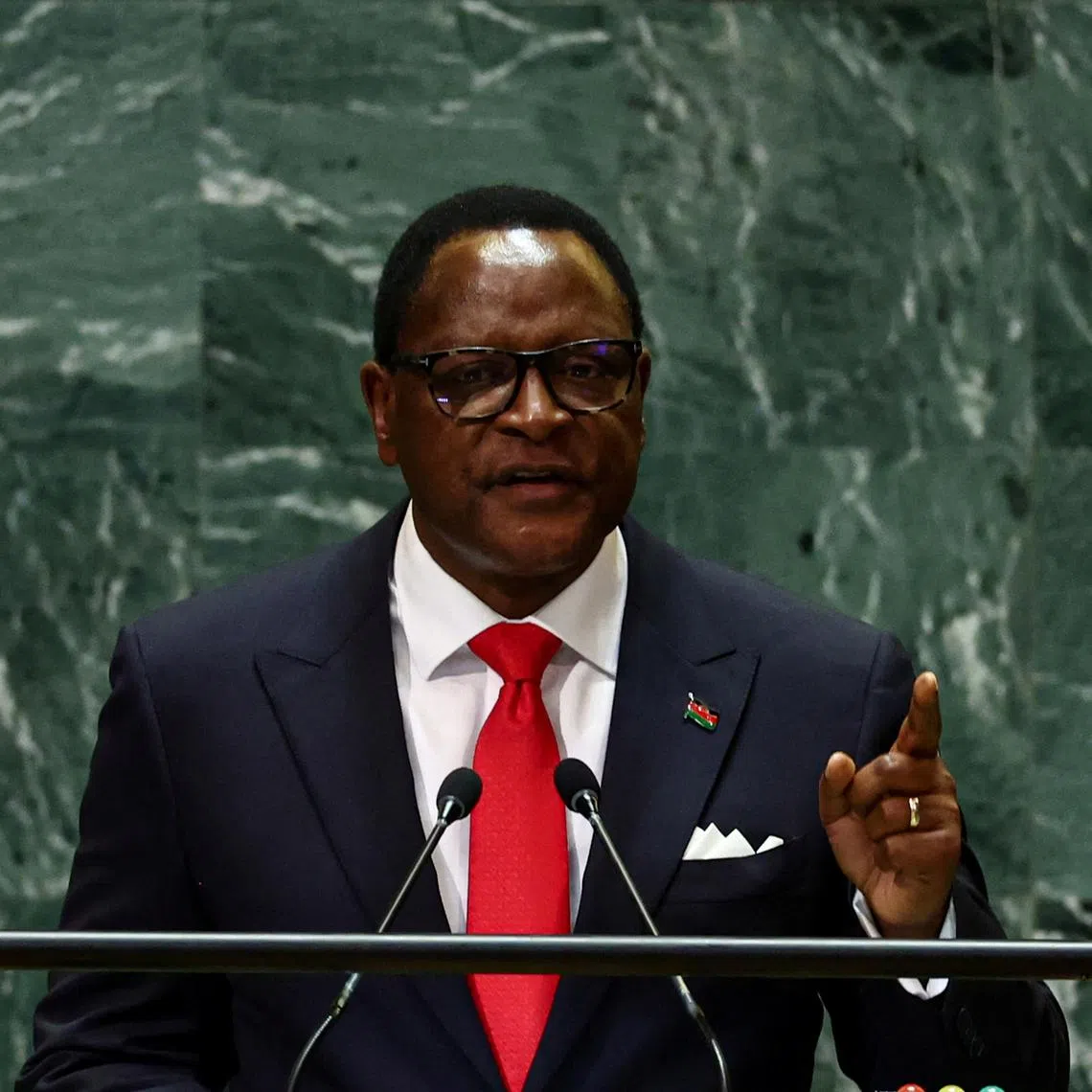 Lazarus McCarthy Chakwera, President of the Republic of Malawi, addresses the 79th United Nations General Assembly at United Nations headquarters in New York, U.S., September 26, 2024. REUTERS/Brendan McDermid/File Photo