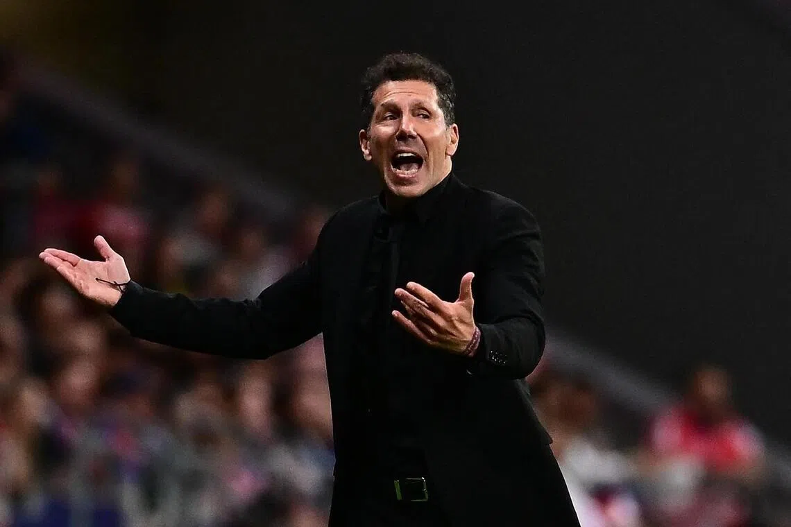 Atletico Madrid coach Diego Simeone during the La Liga match against Athletic Bilbao.
