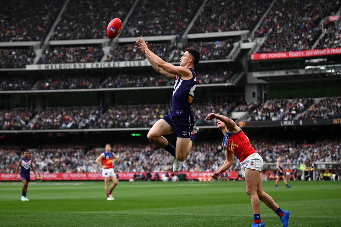 Australian rules football - Grand Final - Brisbane Lions v Fremantle Dockers - Melbourne Cricket Ground, East Melbourne, Australia - September 26, 2026  Fremantle Dockers' Patrick Voss in action JOEL CARRETT/AAP Image via REUTERS     ATTENTION EDITORS - THIS IMAGE WAS PROVIDED BY A THIRD PARTY. NO RESALES. NO ARCHIVES. AUSTRALIA OUT. NEW ZEALAND OUT