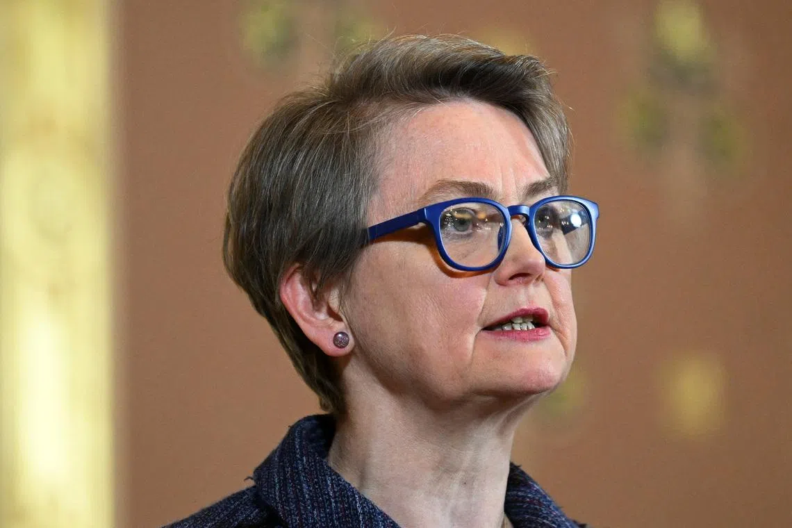 FILE PHOTO: British Foreign Secretary Yvette Cooper speaks at an event marking the 100th anniversary of the Locarno Treaties at the Foreign, Commonwealth, and Development Office (FCDO), in London, Britain December 9, 2025. REUTERS/Jaimi Joy/Pool/File Photo