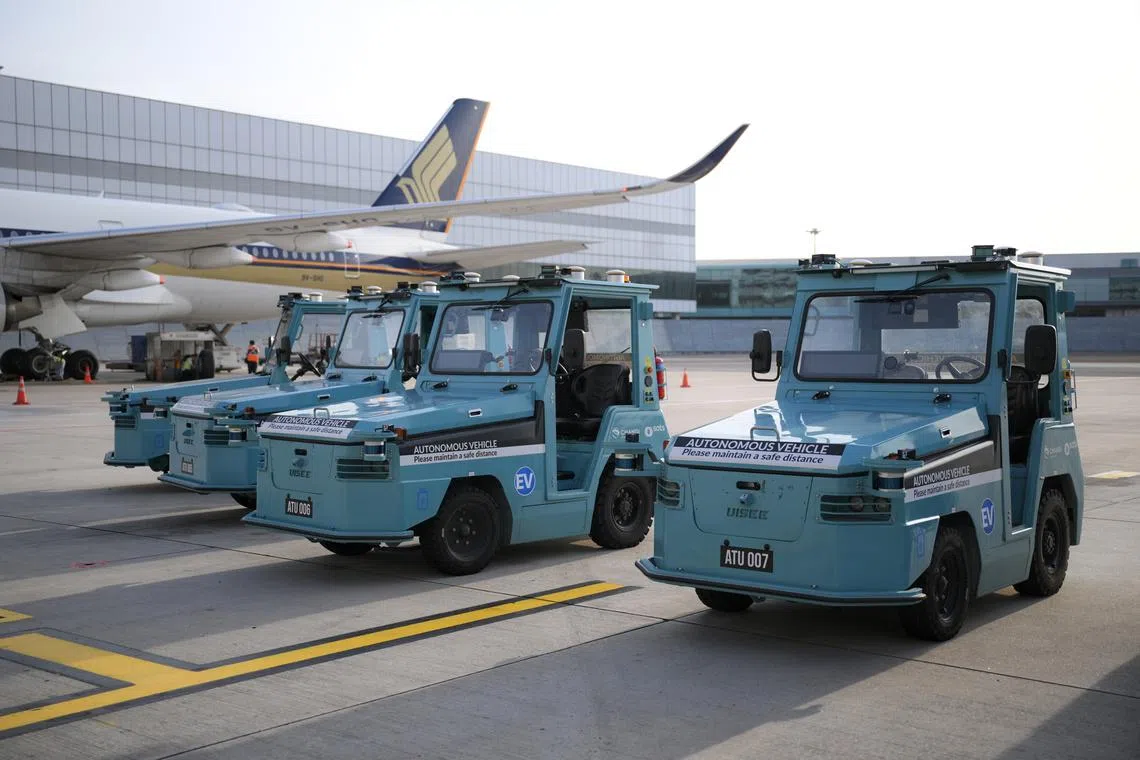 Driverless baggage tractors operating between T1 and T4 are first AVs deployed at Changi Airport