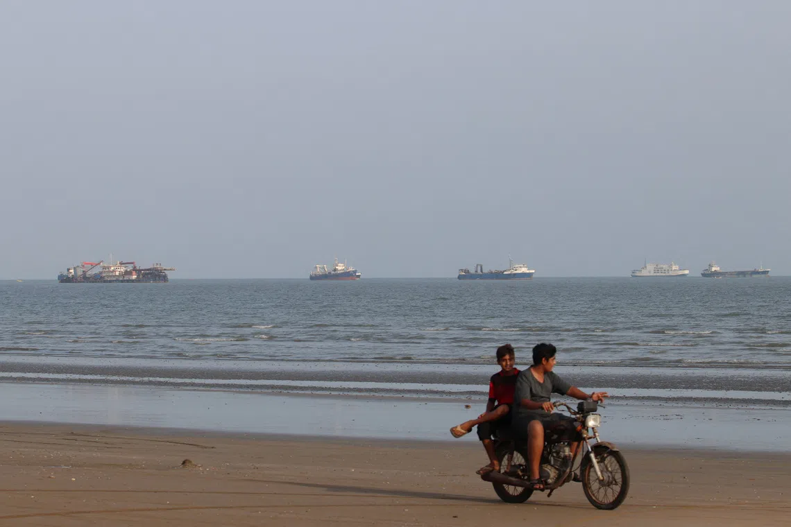 Vessels in the Strait of Hormuz near the beach of Bandar Abbas, Iran, October 13, 2026. Razieh Poudat/ISNA/via WANA (West Asia News Agency) via REUTERS