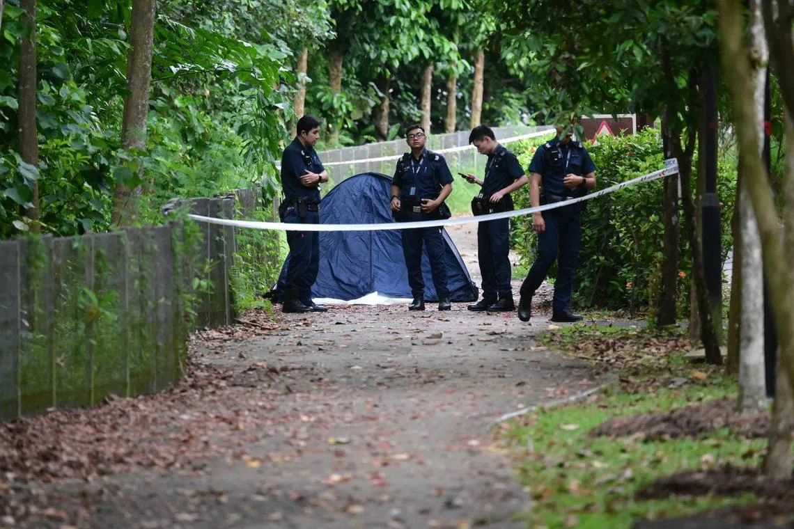 ST saw a blue tent - of the type used to cover a human body in a public place - around 4.27pm, when it visited the scene.