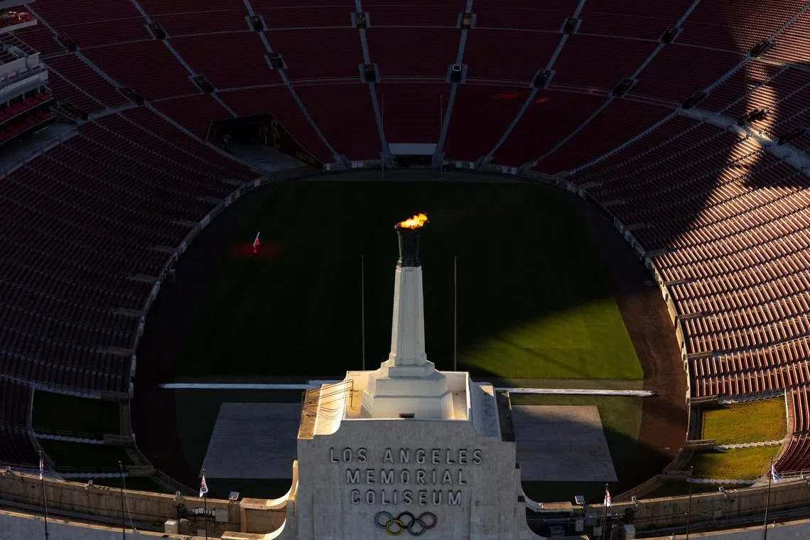 Olympics - LA28 - Ceremonial lighting of the cauldron - LA Memorial Coliseum, Los Angeles, California, U.S. - January 13, 2026. Ceremonial lighting of the cauldron ahead of ticket registration launch. REUTERS/Daniel Cole