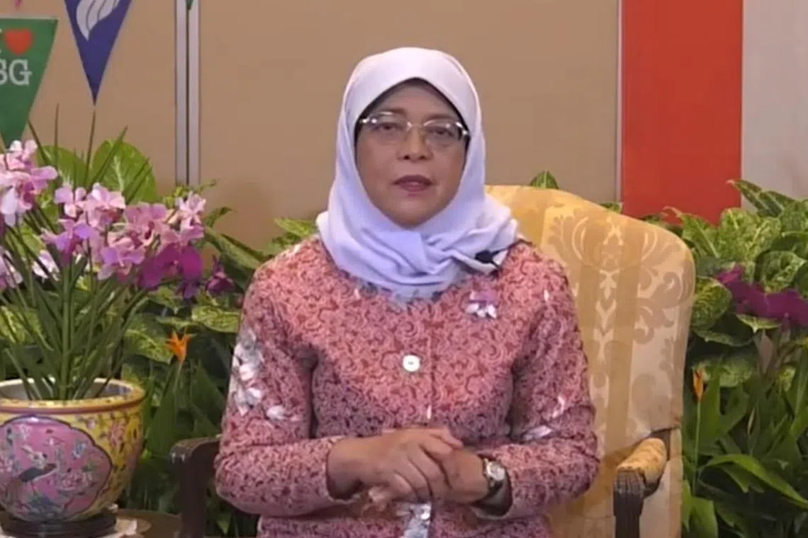 Madam Halimah Yacob highlighted harmony, which she said is at the core of Singapore’s existence.