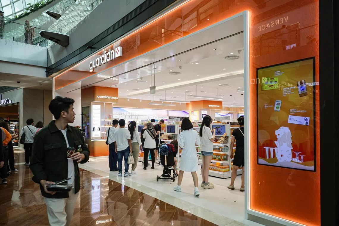 Facade of the Guardian Singapore newly redesigned flagship store at The Shoppes in Marina Bay Sands, on Jan 23, 2026.