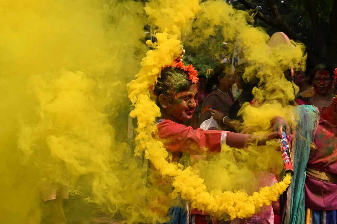 The Holi festival signals the end of winter, and celebrates the victory of good over evil.