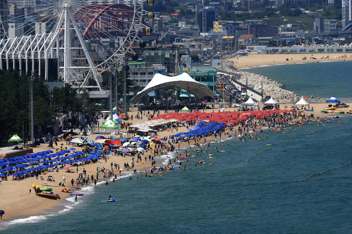 A beach in Sokcho, east of Seoul, South Korea on July 22, 2023. 