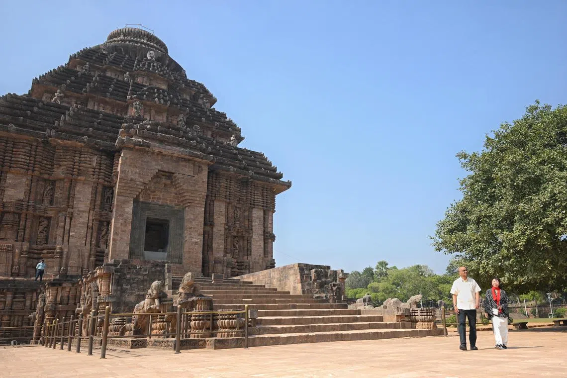 President Tharman Shanmugaratnam and Mrs Jane Ittogi Shanmugaratnam visiting the Konark Sun Temple in Odisha, India, on Jan 18, 2025.
