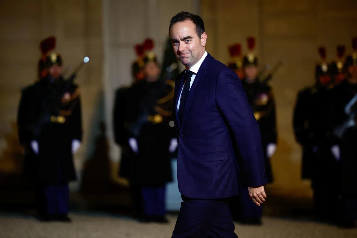 French Defence Minister Sebastien Lecornu arrives to attend a state dinner organised by French President Emmanuel Macron and his wife Brigitte Macron for Qatar's Emir Sheikh Tamim bin Hamad Al Thani at the Elysee Palace in Paris, France, February 27, 2024. REUTERS/Sarah Meyssonnier/ File photo
