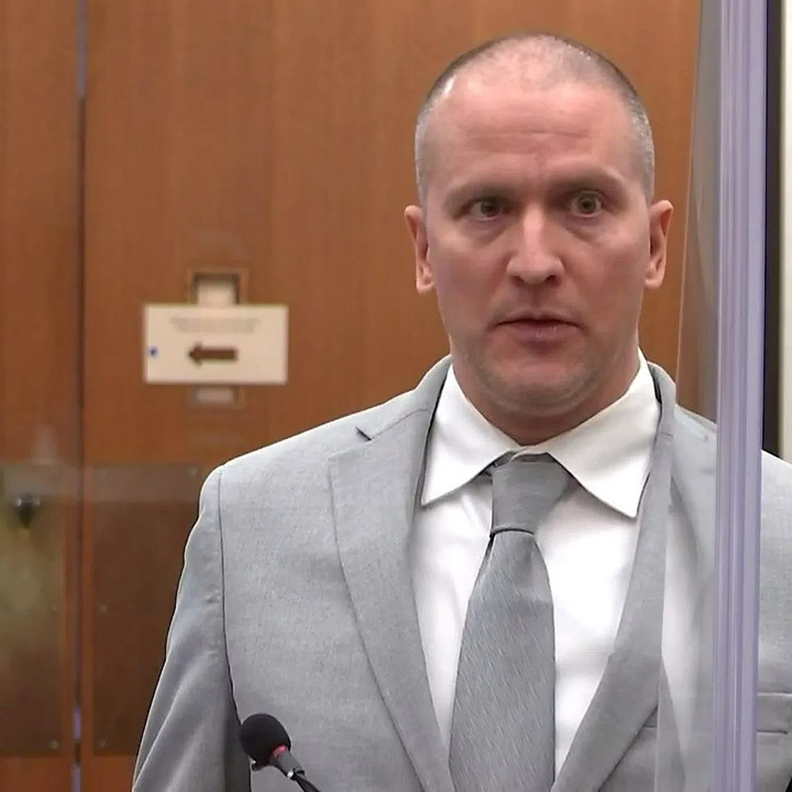 FILE PHOTO: Former Minneapolis police officer Derek Chauvin addresses his sentencing hearing and the judge as he awaits his sentence after being convicted of murder in the death of George Floyd in Minneapolis, Minnesota, U.S. June 25, 2021 in a still image from video. Pool via REUTERS/File Photo