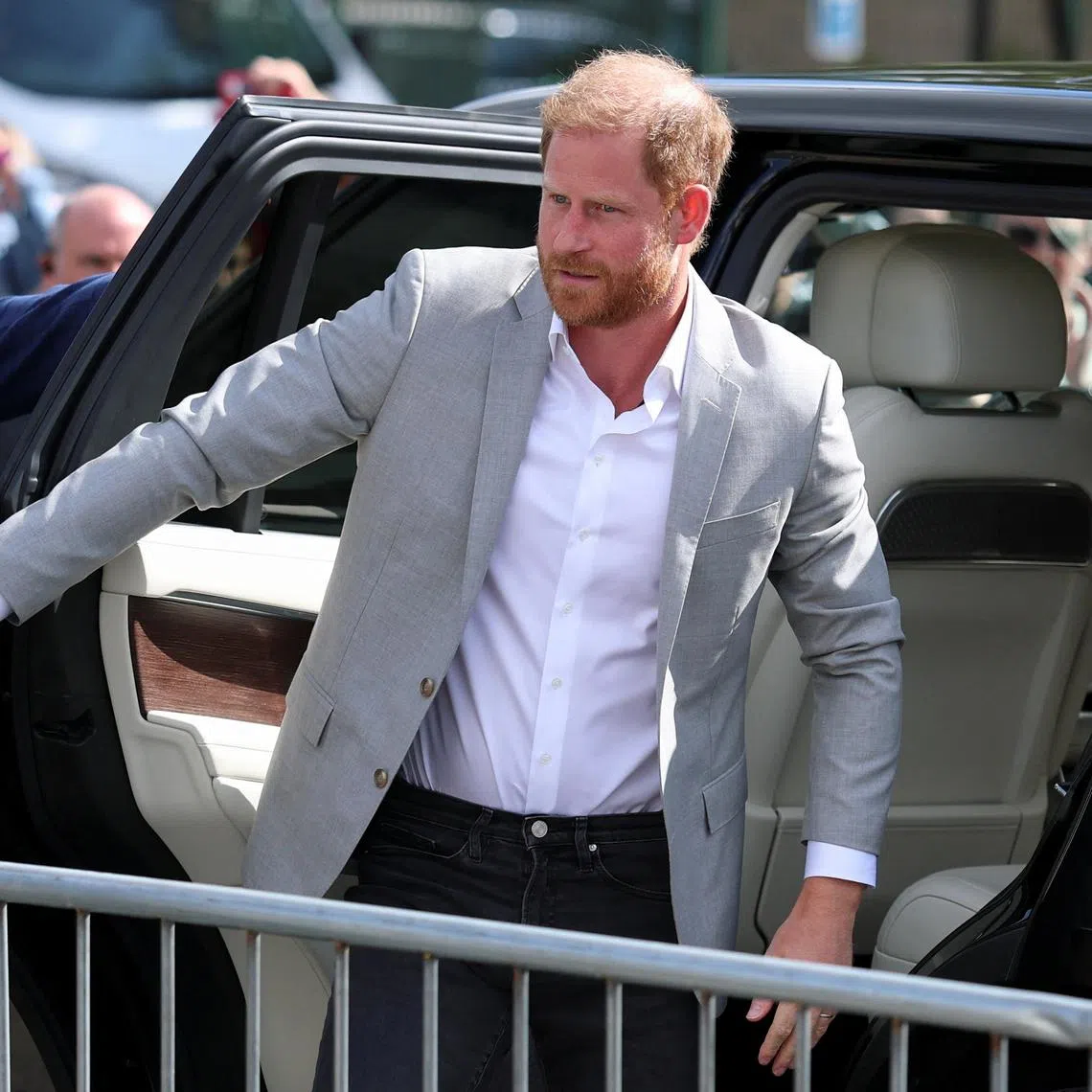 Britain's Prince Harry arrives for a visit to the Community Recording Studio (CRS), a grassroots institution providing opportunities for young people, in Nottingham, Britain, September 9, 2025. REUTERS/Phil Noble