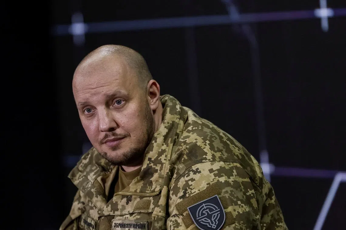 A Commander of the Unmanned Systems Forces of the Ukrainian Armed Forces Colonel Vadym Sukharevskyi presents his new unit during the official presentation ceremony, amid Russia's attack on Ukraine, at the Independence Square in Kyiv, Ukraine June 11, 2024. REUTERS/Gleb Garanich/Files