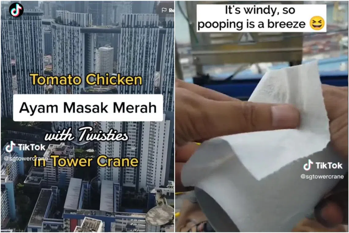 Crane operator Dede, who is in his 40s, gives his TikTok viewers a peek into his day-to-day life 120 metres in the air.