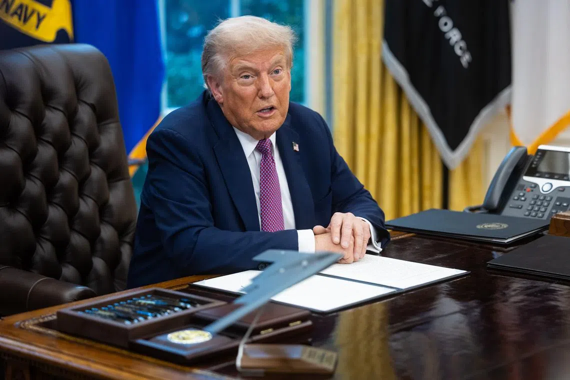US President Donald Trump speaking to the media in the Oval Office on Sept 5. 
