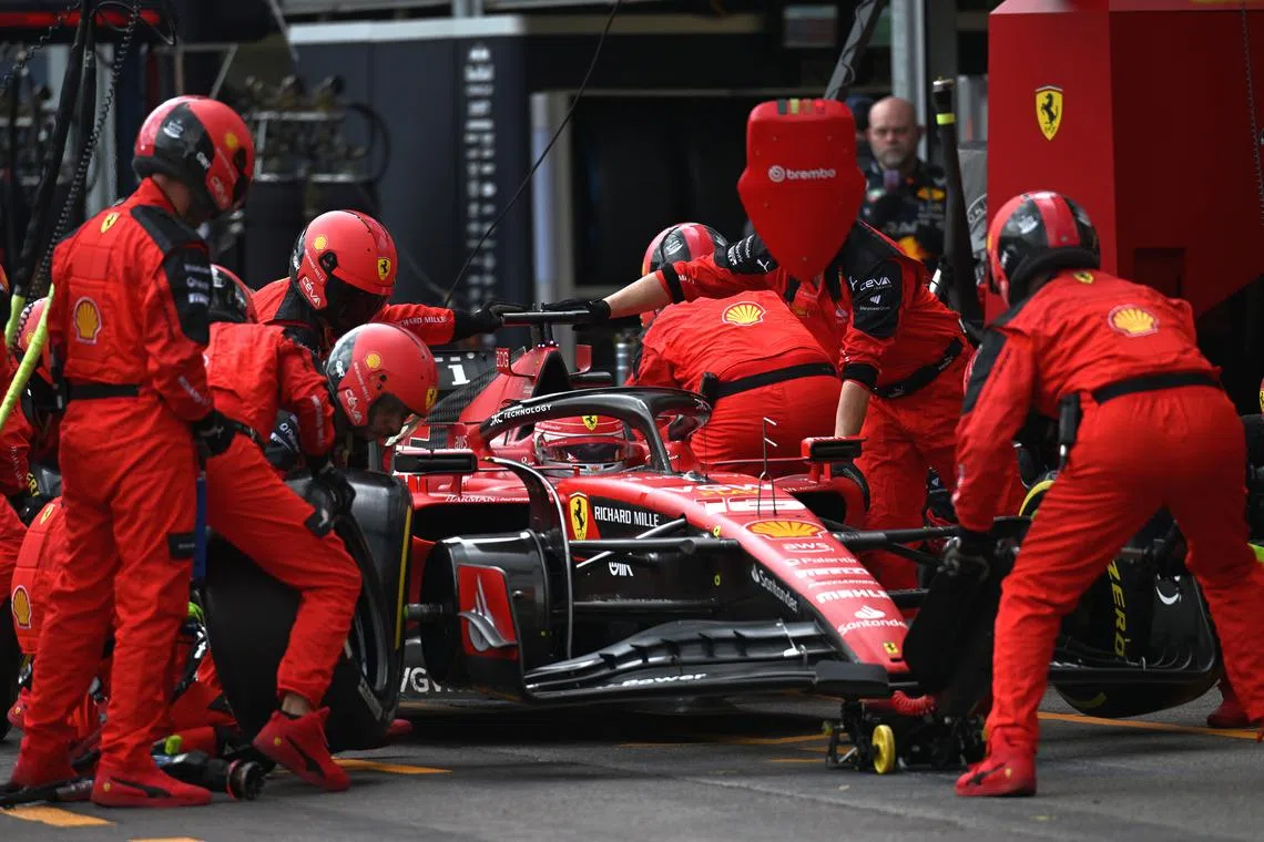 Formula One driver Charles Leclerc at the pit stop during the Formula One Grand Prix of Monaco.