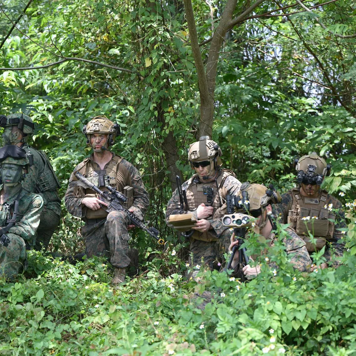 myvalient26/ST20250326_202537300601/Ng Sor Luan/

Exercise Valiant Mark (XVM) is an annual bilateral exercise between the Singapore Army and the United States Marine Corps (USMC). US Marines and SAF soldiers conducting urban fighting training a SAFTI City on March 26, 2025.