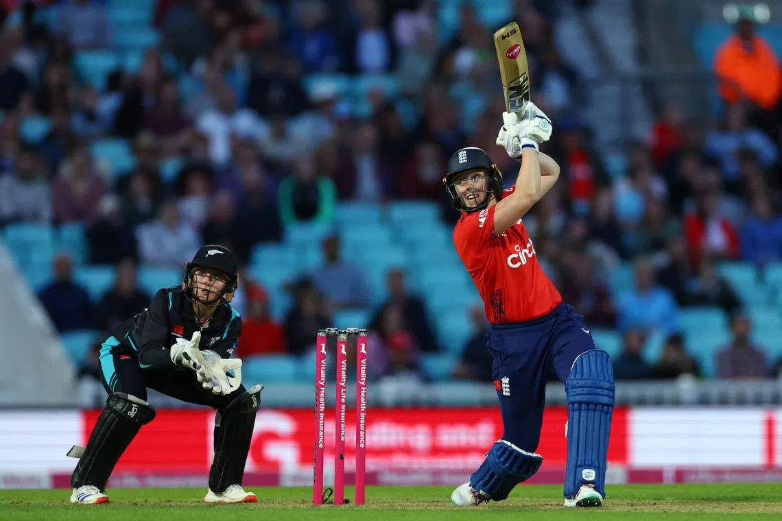 England's Heather Knight batting in the women's fourth T20 International against New Zealand at The Oval in London on July 13, 2024.
