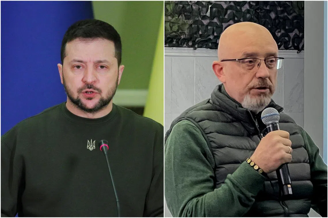 An ally of President Volodymyr Zelensky (left) had earlier said that Defence Minister Oleksii Reznikov would be replaced. 