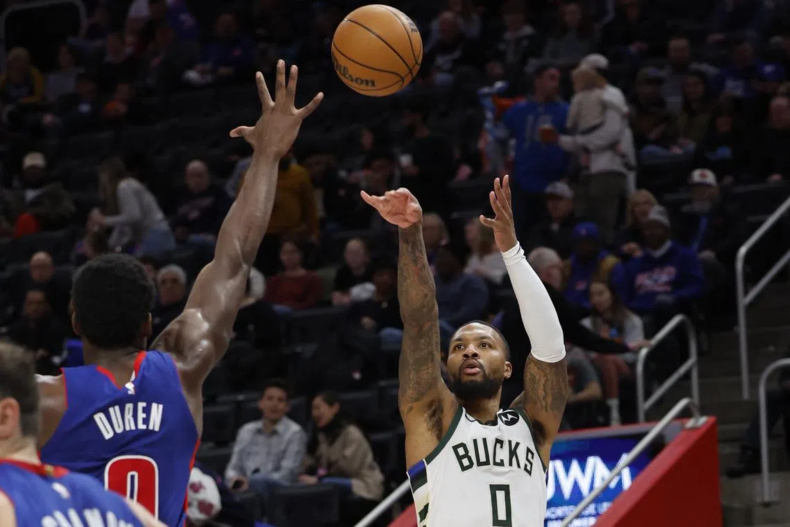 Milwaukee Bucks guard Damian Lillard had 11 assists and made 12-of-22 shots from the floor, and hit all 16 of his free throw attempts.