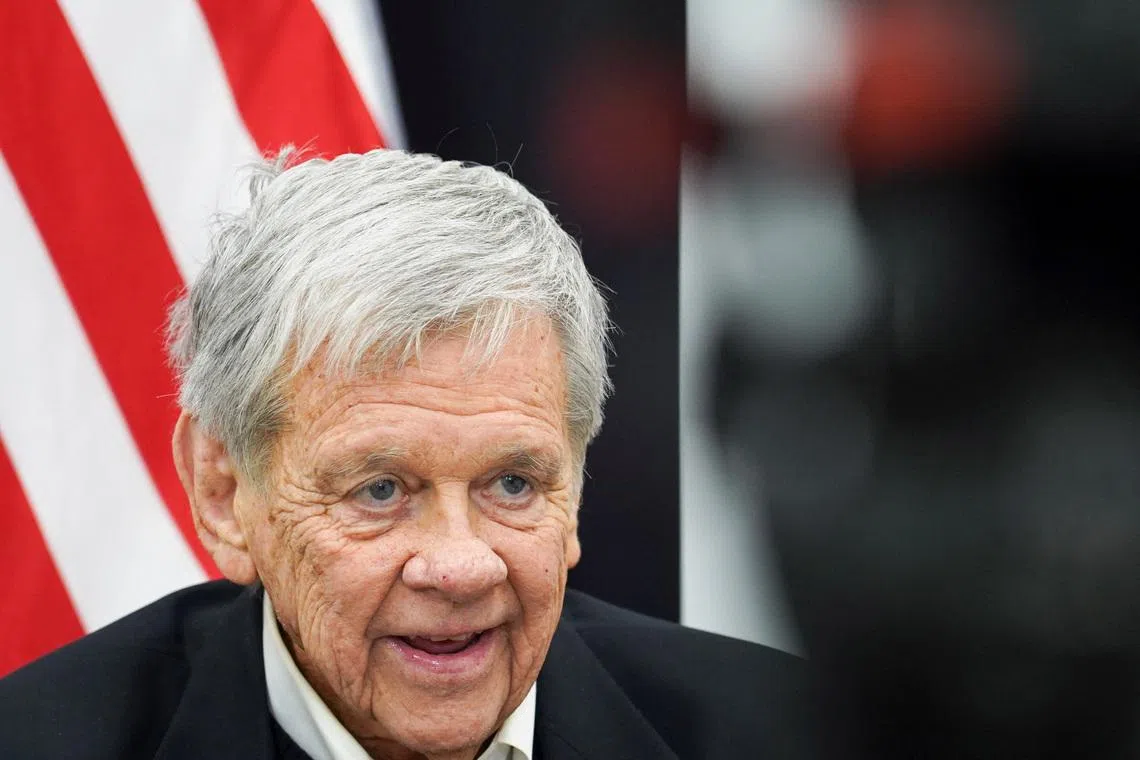 John Coale, an envoy for U.S. President Donald Trump, speaks during an interview as 250 prisoners released from Belarus arrive in Vilnius, Lithuania, March 19, 2026. REUTERS/Janis Laizans