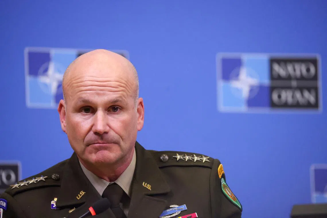 FILE PHOTO: Supreme Allied Commander Europe, General Christopher Cavoli, attends a news conference after a meeting of the NATO's Military Committee, at NATO headquarters in Brussels, Belgium January 19, 2023. REUTERS/Johanna Geron/File Photo