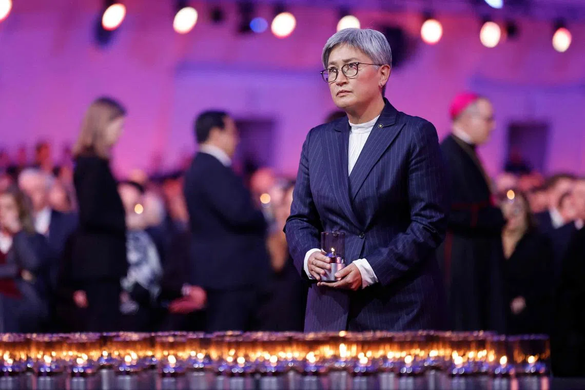 Australian Foreign Minister Penny Wong attends the 80th anniversary  commemorations of the liberation of the German Nazi concentration and extermination camp Auschwitz-Birkenau on Jan 27. 