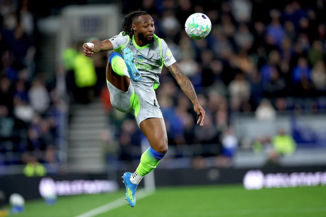 Manchester City's Antoine Semenyo in action during the Premier League match against Everton on May 4.
