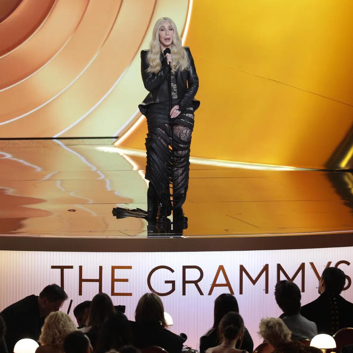 US singer-actress Cher onstage diuring the 68th annual Grammy Awards in Los Angeles, US on Feb 1, 2026.