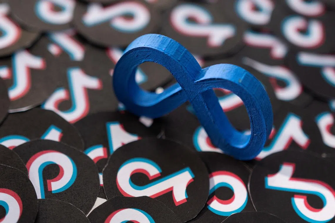 FILE PHOTO: Meta and TikTok logos are seen in this illustration taken February 15, 2022. REUTERS/Dado Ruvic/Illustration/File Photo