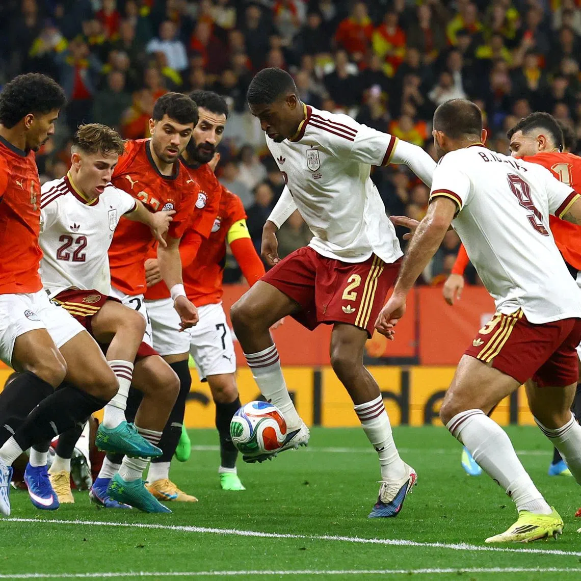 Soccer Football - International Friendly - Spain v Egypt - RCDE Stadium, Cornella de Llobregat, Spain - March 31, 2026 Spain's Cristhian Mosquera in action REUTERS/Albert Gea