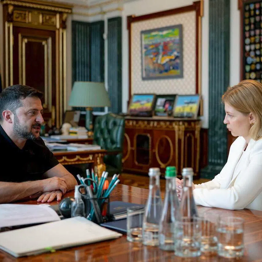 Ukrainian President Volodymyr Zelensky (left) dismissed Olga Stefanishyna on Aug 3 from her posting in Washington.