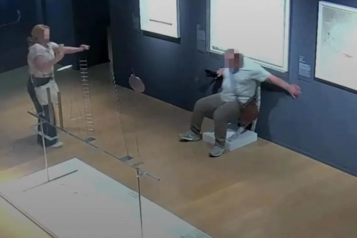 A video footage showed the chair buckling under the weight of a male tourist who appeared to stubble backwards onto the chair as he was posing for a photo.  