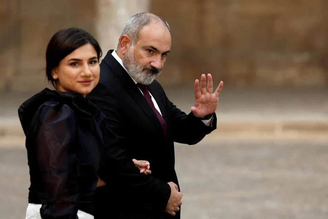 FILE PHOTO: Armenia's Prime Minister Nikol Pashinyan arrives at the Palace of Charles V on the day of the European Political Community Summit in Granada, Spain October 5, 2023. REUTERS/Jon Nazca/File Photo