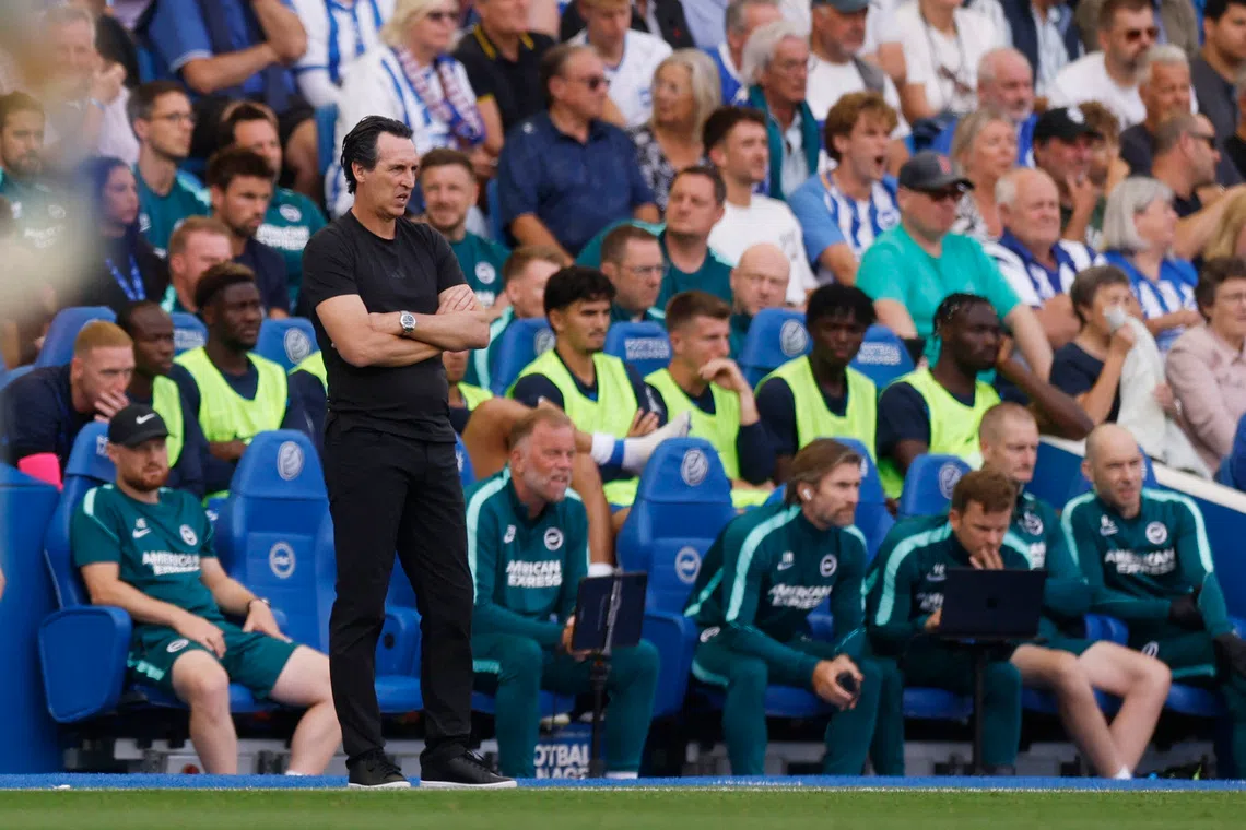 Soccer Football - Premier League - Brighton & Hove Albion v Aston Villa - The American Express Community Stadium, Brighton, Britain - August 23, 2026 Aston Villa manager Unai Emery Action Images via Reuters/Andrew Couldridge