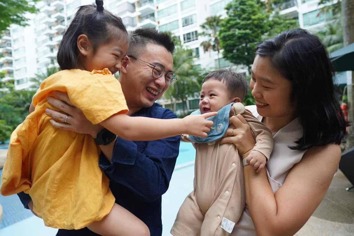 After overcoming breast cancer at age 29, Ms Dai Wei gave birth last year to her second child, Nathan. Her husband, Mr Xu Hang, put his career plans on hold and took care of their daughter, Michelle, while Ms Dai was ill. 