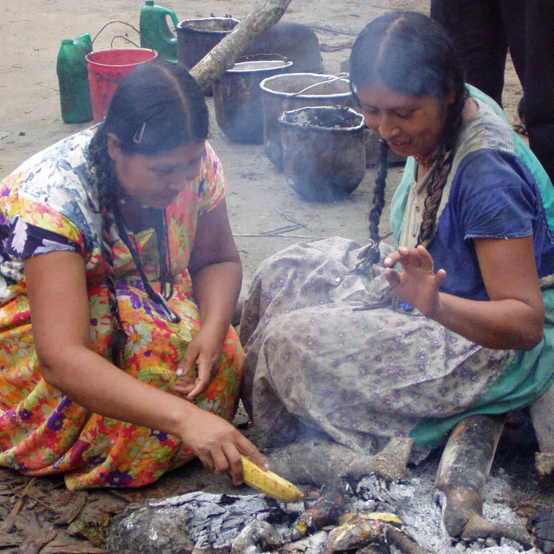 Tsimane women cook breakfast in the Bolivian Amazon in an undated image.