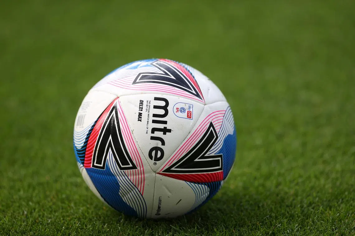 FILE PHOTO: Soccer Football - Carabao Cup First Round - Derby County v Barrow AFC - Pride Park Stadium, Derby, Britain - September 5, 2020   English Football League match ball   Action Images/Carl Recine/File Photo