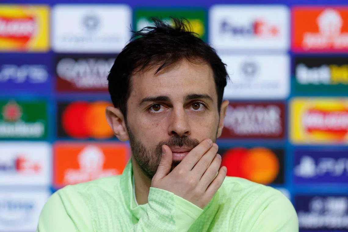 Soccer Football - UEFA Champions League - Manchester City Press Conference - Etihad Campus, Manchester, Britain - March 16, 2026 Manchester City's Bernardo Silva during press conference Action Images via Reuters/Jason Cairnduff