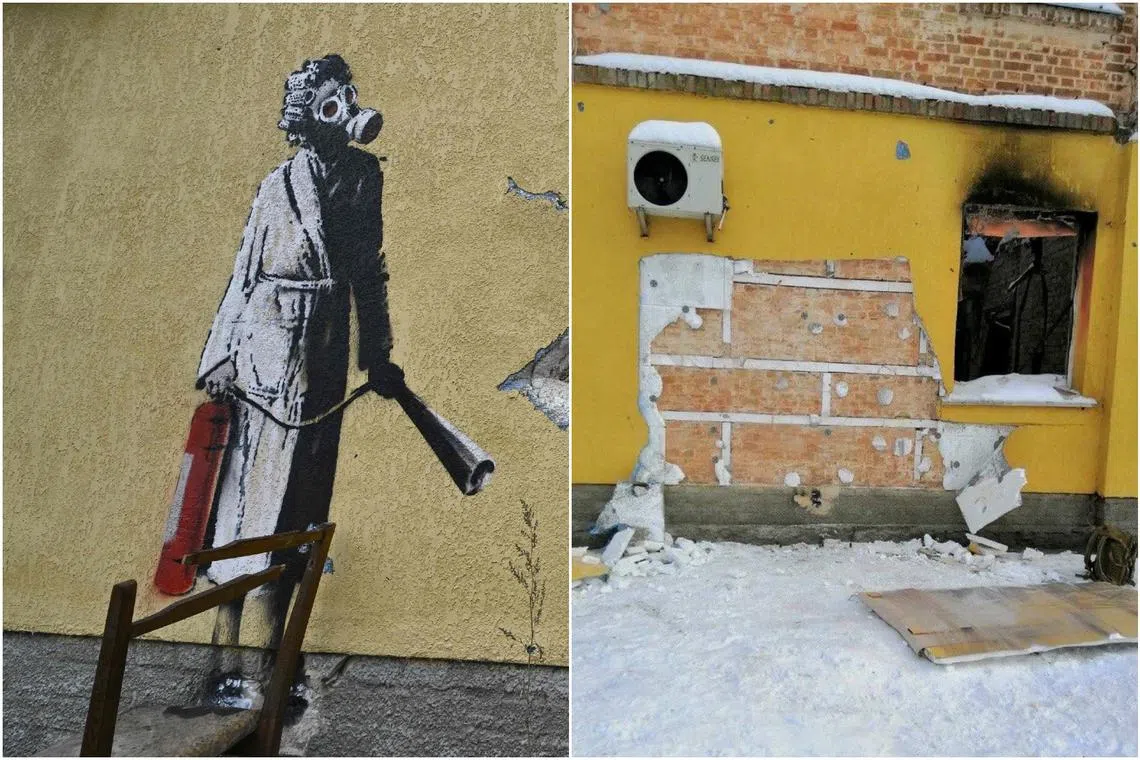 The mural in the town of Gostomel went missing on Friday.