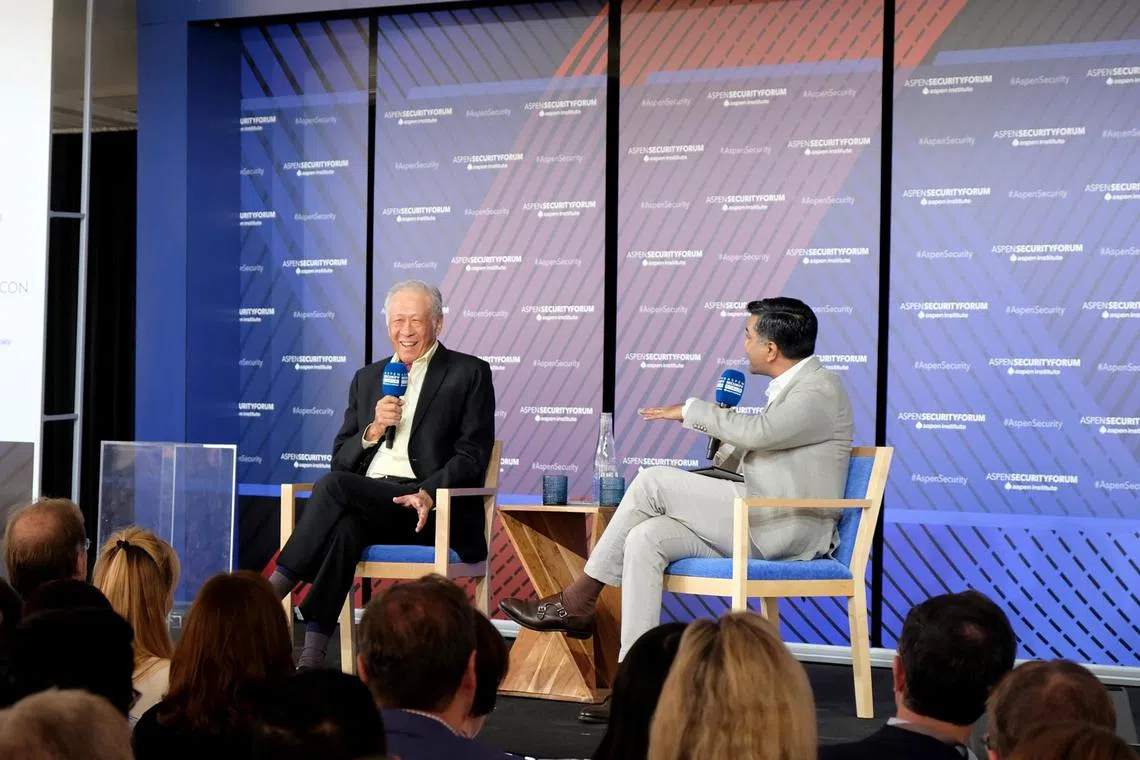 pixaspen - Minister for Defence Dr Ng Eng Hen (left) spoke at the opening night of the Aspen Security Forum today. The session was moderated by Foreign Policy Editor in Chief Ravi Agrawal (right).


Copyright Mindef