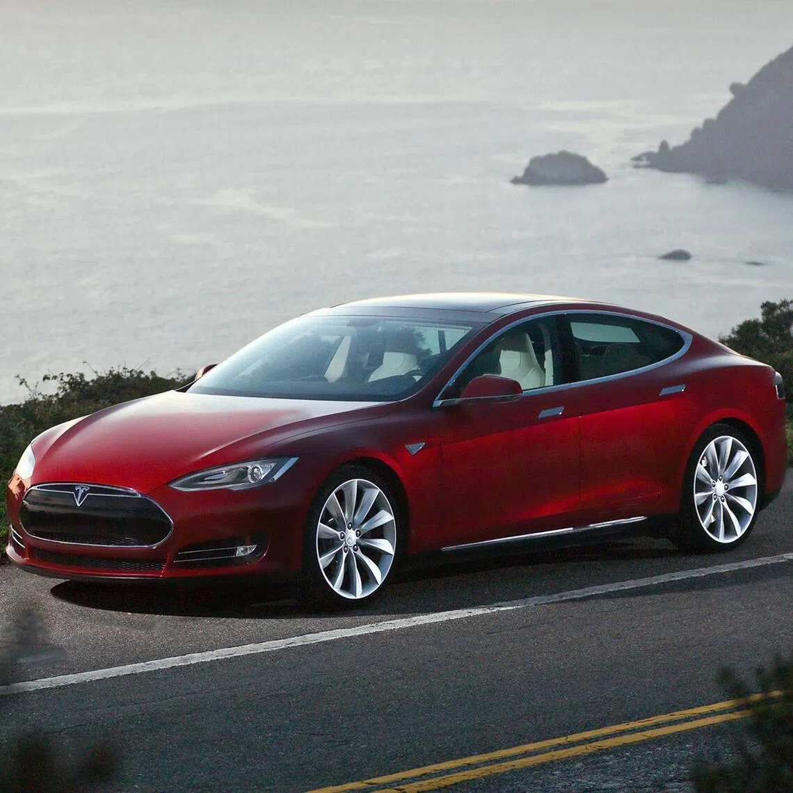 The new Model S electric supercar from sportscar maker Tesla.