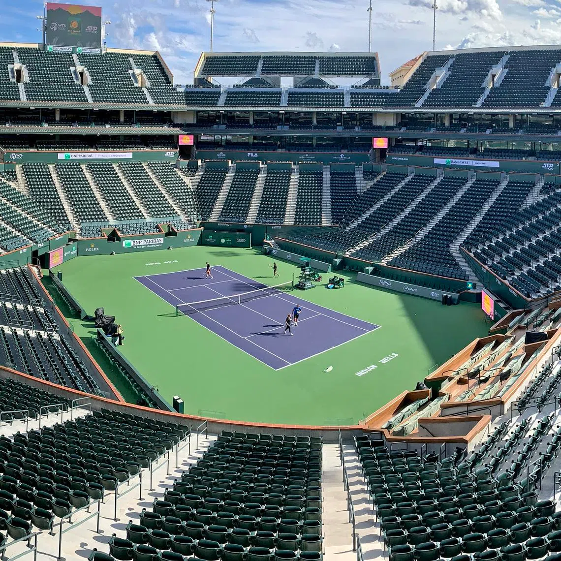 FILE PHOTO: Oct 5, 2021; Indian Wells, CA, USA; General view of stadium court at the Indian Wells Tennis Garden. Jayne Kamin-Oncea-USA TODAY Sports/ File Photo