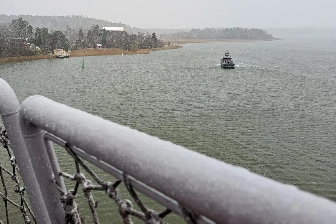 FILE PHOTO: A view of the Baltic Sea from the deck of Norwegian auxiliary warship HNoMS Maud during NATO exercise Freezing Winds 24, led by the Finnish Navy, in the Baltic Sea in Turku, Finland, November 20, 2024. REUTERS/Anne Kauranen