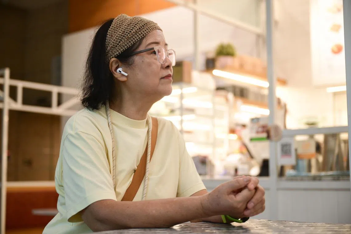 ST20241101_202430000791 sahearing03 Azmi Athni/Sarah Koh//

Retired general manager Lilian Ang, 76, who has hearing impairment, reviewing the new Apple Airpods Pro 2 Hearing Health feature in a cafe on Nov 1. 

ST PHOTO: AZMI ATHNI

