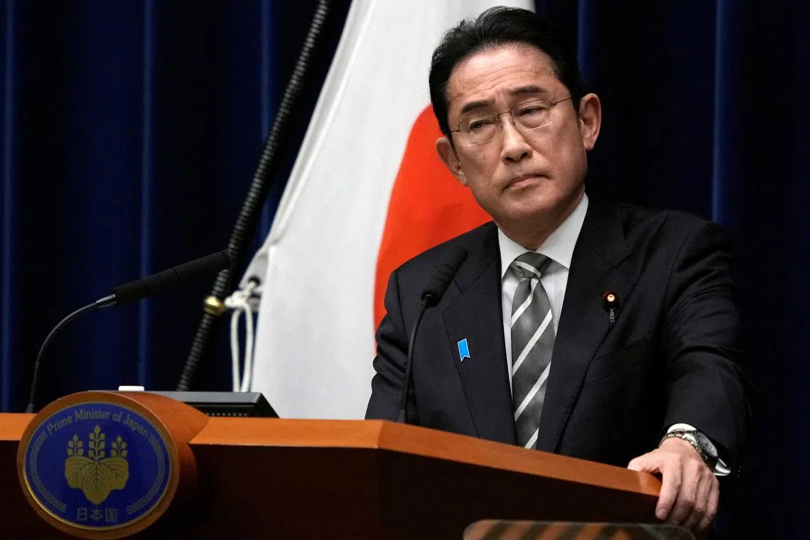 Approval of Japanese PM Fumio Kishida's cabinet slumped by 5 percentage points from last month to 16 per cent.