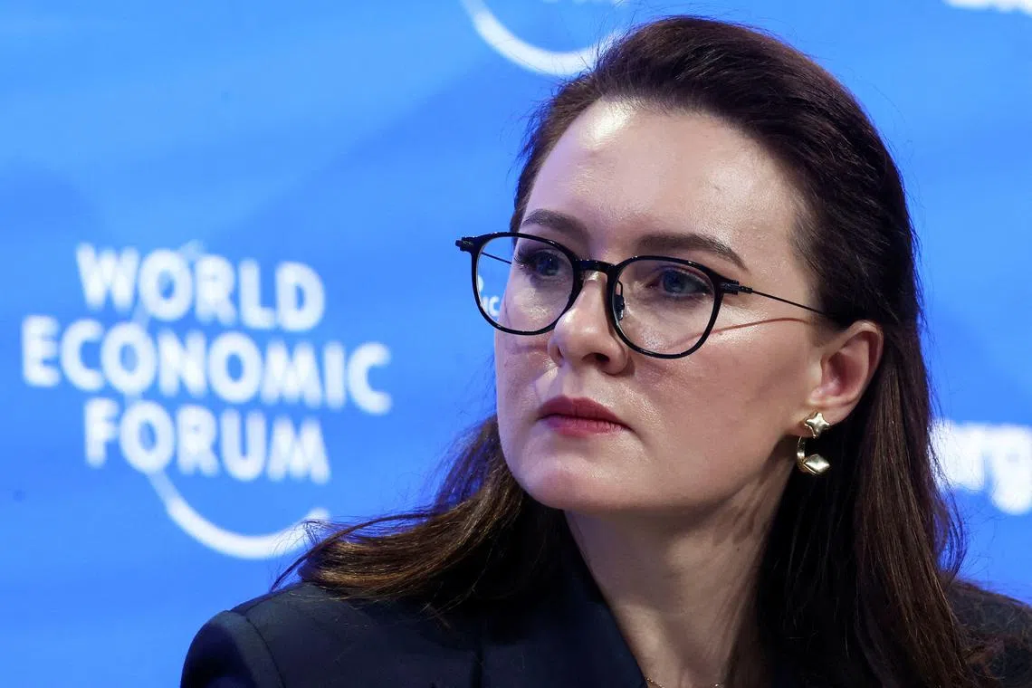 FILE PHOTO: Yulia Anatoliivna Svyrydenko, First Vice Prime Minister of Ukraine, is seen at the World Economic Forum (WEF) meeting in Davos, Switzerland, January 23, 2025. Ukraine's parliament voted on July 17, 2025 to appoint Yulia Svyrydenko as the country's new prime minister REUTERS/Yves Herman/File Photo